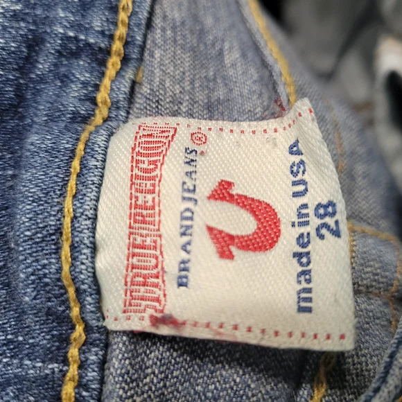 True Religion Bridget Dark Blue Flare Jeans Size 28 Pockets Y2K Grunge Bikercore - Picture 3 of 4